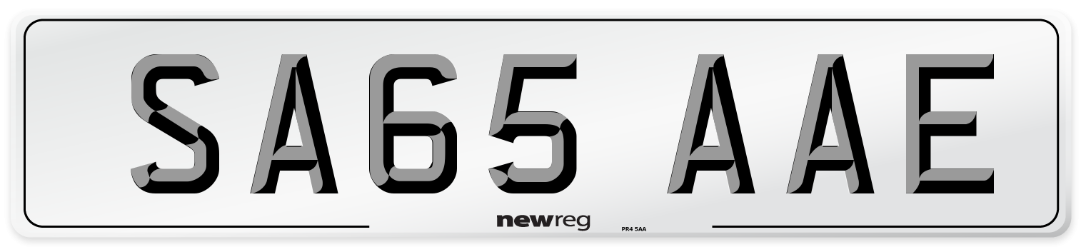 SA65 AAE Number Plate from New Reg